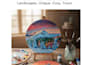 paint a custom acrylic winter landscape on a round canvas